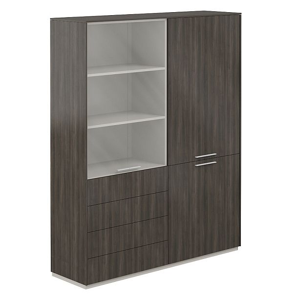 Шкаф высокий + Шкаф высокий со стеклом прозр., 4 ящ., Atlas обвязка BT, фасады BT - Вид 1