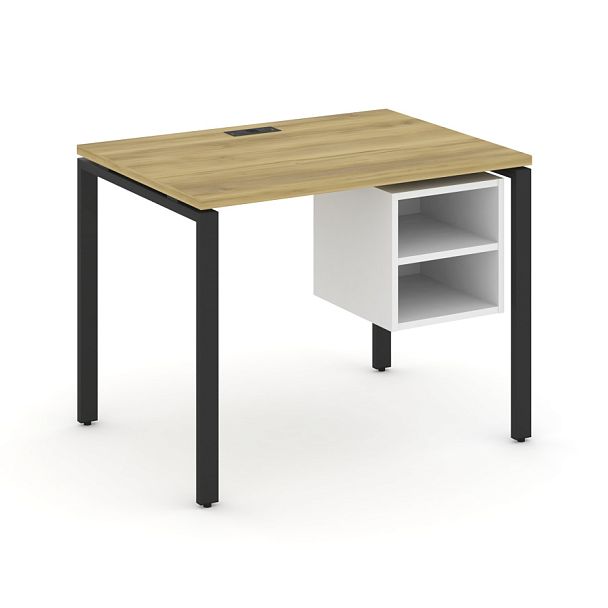 Concept Стол рабочий с подвесной тумбой с 2 открытыми нишами CN.SP-105 Дуб Винченцо/Белый Бриллиант/Металл Черный 980*720*750 - Вид 1