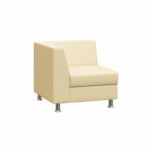 Секция с подлокотником одноместная правая "PRIME" PR.SP-1(R) бежевый кз - Вид 1