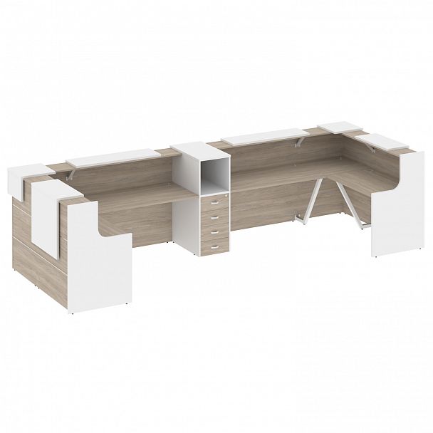 Ресепшн П-образный "Onix" O.R-K-37 дуб аттик/белый - Вид 1