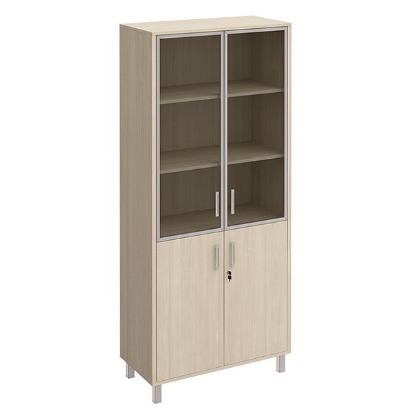 Шкаф для документов двери стекло в рамке + ДСП с замком Борн В 430-822-1 дуб шамони - Вид 1