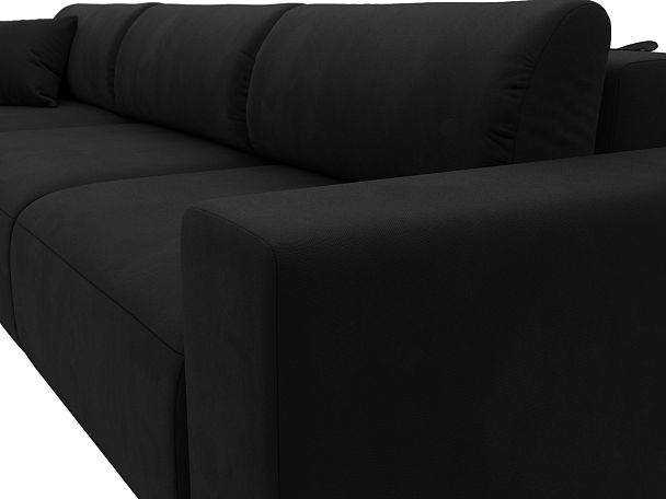 Диван угловой Лига-036 Классик Лонг левый угол Микровельвет черный - Вид 4