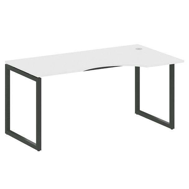 Metal System Quattro Стол криволинейный правый на О-образном м/к 40БО.СА-1 (R) Белый/Антрацит металл 1600*900*750 - Вид 1