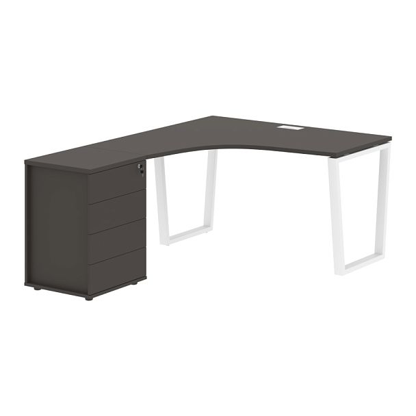 Стол эргономичный с тумбой EVCET 1318(L) Мокко/Белый 1360х1880х750 EDIS - Вид 1