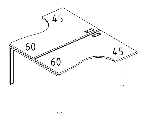Рабочая станция каркас DUE (2х160) столы Классика A4 А4 Б2 182 БП серый / металлокаркас серый - Вид 3