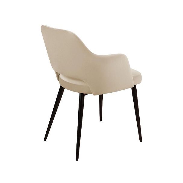 Стул William с подлокотниками, бархат бежевый 5/ черный конус - Вид 6