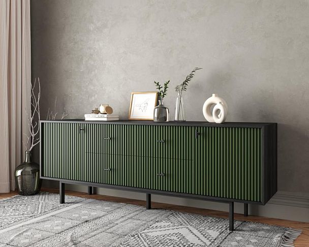Комод две дверки и четыре ящика Emerson арт EM19/green/L - Вид 3