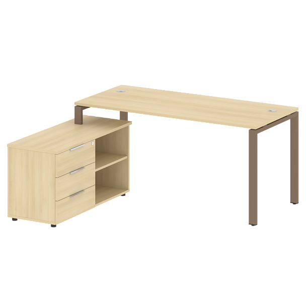 Metal System Р. ст. с тумбой на П-образном м/к БП.РС-СТС-2.4 (L) Акация/Мокко металл 1700*1520*750 - Вид 1