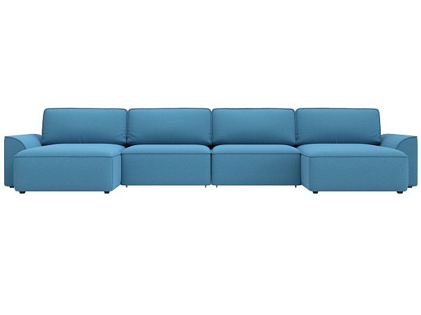 Диван п-образный Лига-048 НПБ лонг Рогожка голубой - Вид 2