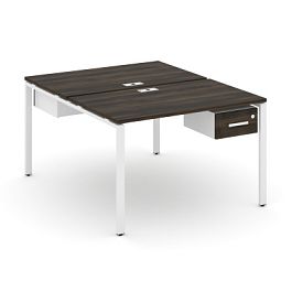 Concept Рабочая станция 2 сторонняя с подвесными тумбами на 2 места CN.DRS-110 W Дуб Мали/Белый Бриллиант/Металл Белый 1180*1480*750 - Фото предпросмотра