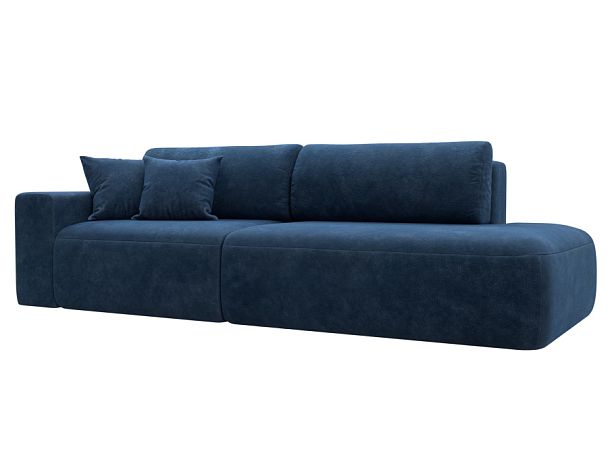 Диван прямой Лига-036 НПБ Модерн подлокотник слева Велюр синий - Вид 1
