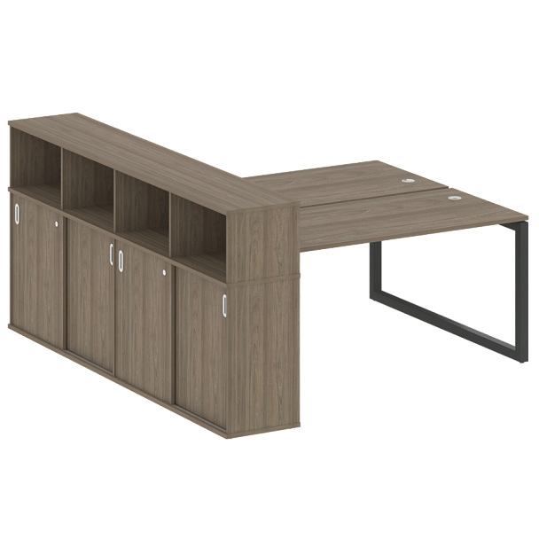 Metal System Quattro Р. ст. с шкафом-купе на О-образном м/к 50БО.РС-СШК-4.4 Т Вяз/Антрацит металл 2010*2332*1098 - Вид 1