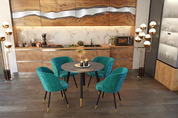 Стол Sheffilton SHT-TU14/TT 90 МДФ белый муар/золото/каменный уголь - Вид 8