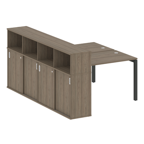 Metal System Quattro Р. ст. с шкафом-купе на П-образном м/к 50БП.РС-СШК-4.2 Т Вяз/Антрацит металл 1610*2332*1098 - Вид 1