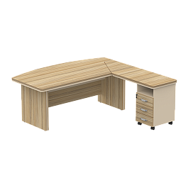 Стол руководителя с тумбой L,R 1600 Берлин Кокоболо СРТ 16-200 - Фото предпросмотра