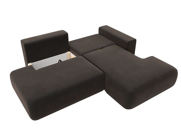 Диван угловой Лига-036 Модерн правый угол Велюр коричневый - Вид 4