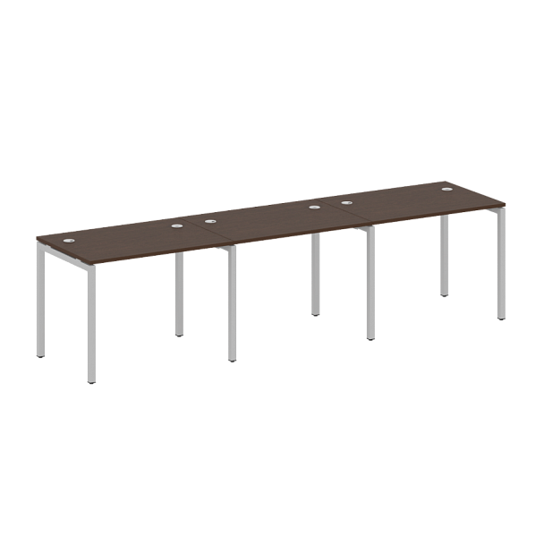 Metal System Quattro Р. ст. на 3 раб. места на П-образном м/к 40БП.СМ-3.1 Венге/Серый металл 3000*720*750 - Вид 1