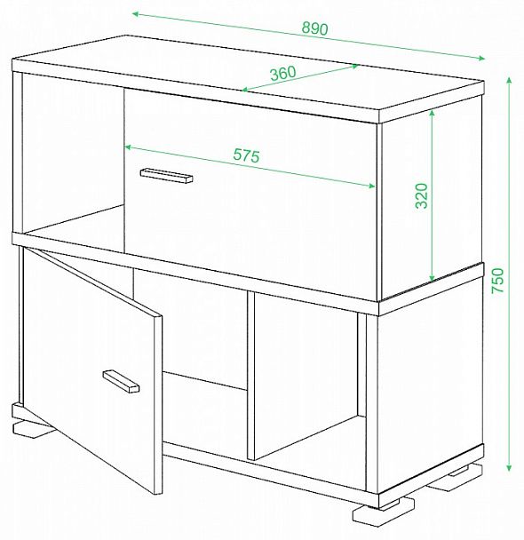 Тумба комбинированная СБ-30/2 Карамель/Шамони - Вид 2
