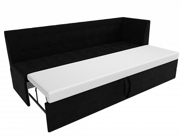 Кухонный диван Бриз с углом (полностью микровельвет черный) - Вид 6