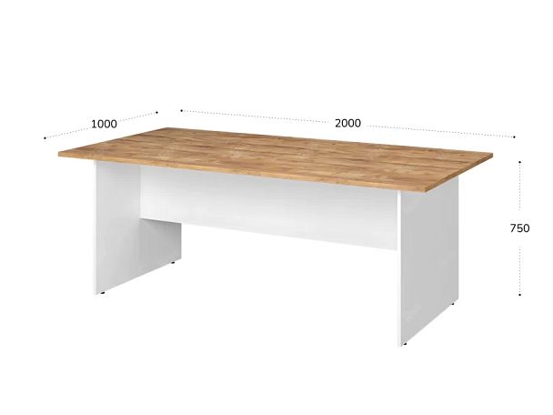 TANDEM RTD005-200-ME Конференц-стол прямоугольный ун-й 2000х1000х750 Таксония медовая/Белый - Вид 2