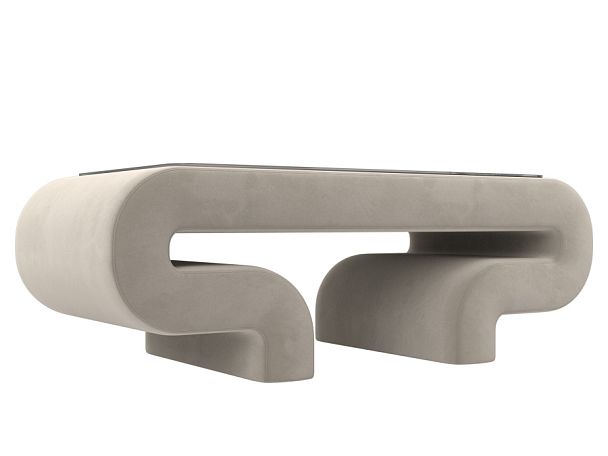 Стол Волна (полностью микровельвет бежевый) - Вид 1