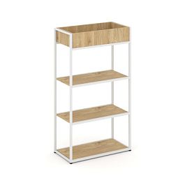 Rift Стеллаж металлический высокий приставной RF.STM-003 Тиквуд Светлый/Металл Белый 796*350*1250 - Фото предпросмотра