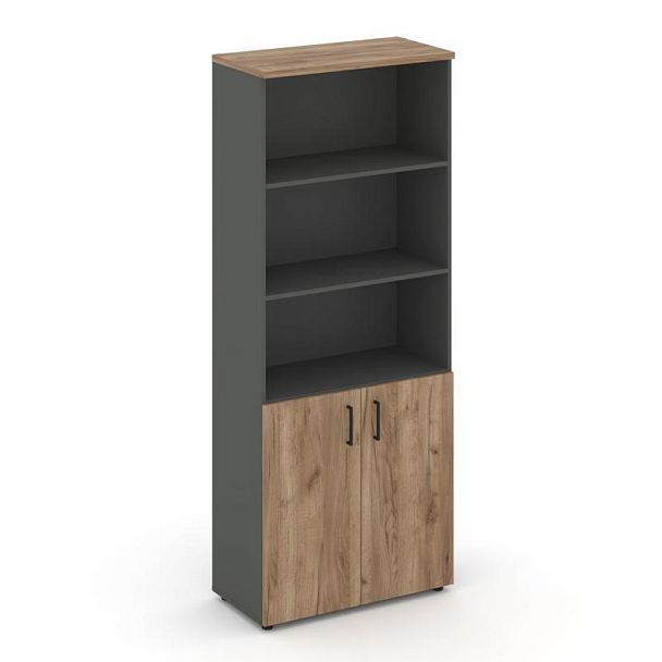 Style Project Шкаф высокий широкий SN.STS-101 Антрацит/Дуб Табак/Черный Ручки 796*400*1982 - Вид 1
