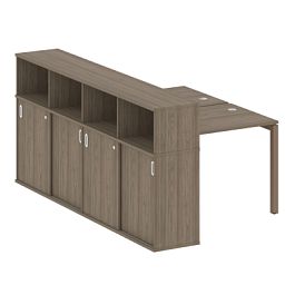 Metal System Quattro Р. ст. с шкафом-купе на П-образном м/к 50БП.РС-СШК-4.1 Т Вяз/Мокко металл 1410*2332*1098 - Фото предпросмотра