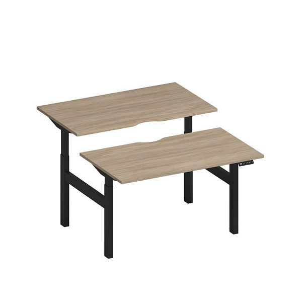 Рабочая станция на электроприводе с вырезами Elevo А2 ЧР 102.2 ДК дуб скандинавский / черный гладкий - Вид 1