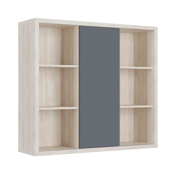 Шкаф средний со слайд-дверью Zion 140x42x129 дуб шамони светлый - Вид 1