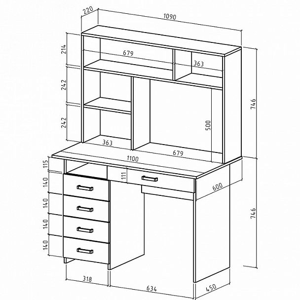 Стол компьютерный Лайт-4Я СН - Вид 2