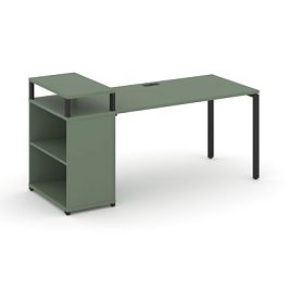 Concept Стол рабочий с опорным стеллажом с верх. горизонтом  CN.SP-206 Кобо/Металл Черный 1600*720*917 - Фото предпросмотра