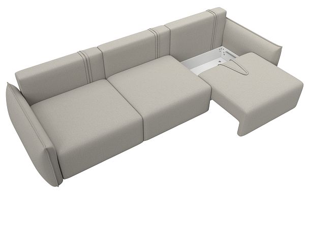 Диван прямой Лига-051 НПБ Лонг Рогожка бежевый - Вид 7