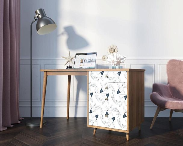 Стол рабочий Berber принт 36 с одной тумбой арт BB31/Print_36 - Вид 3