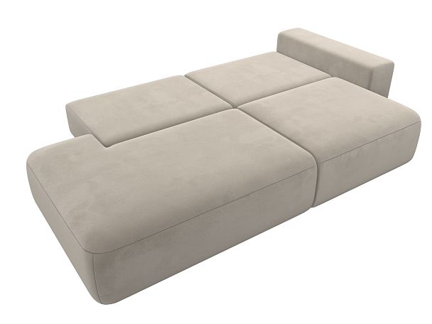 Диван прямой Лига-036 Модерн подлокотник справа Микровельвет бежевый - Вид 9