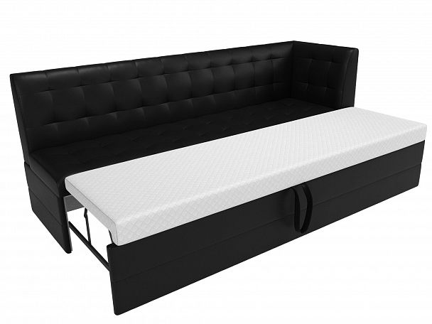 Кухонный диван Бриз с углом (полностью экокожа черная) - Вид 6