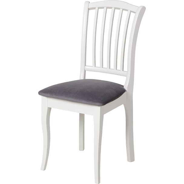 Стул деревянный с мягким сиденьем Элин Белый/Серый велюр - Вид 1