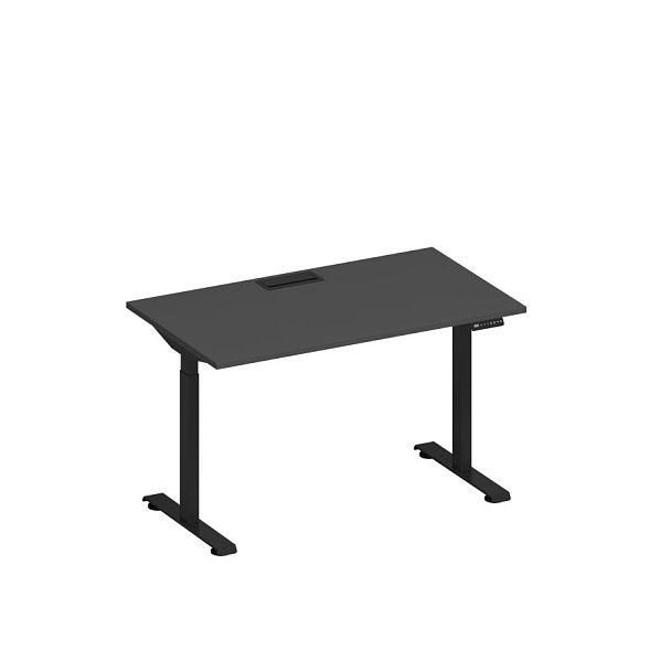 Стол письменный на электроприводе с заглушкой Elevo А2 ЧР 002 АР антрацит премиум / черный гладкий - Вид 1