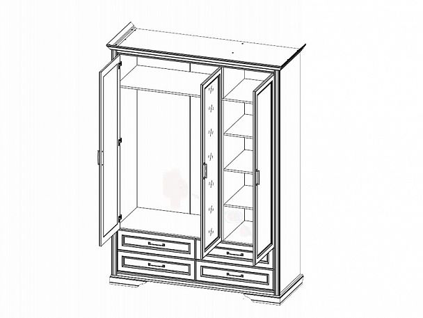 Шкаф платяной Стилиус B169-SZF3D4S - Вид 2