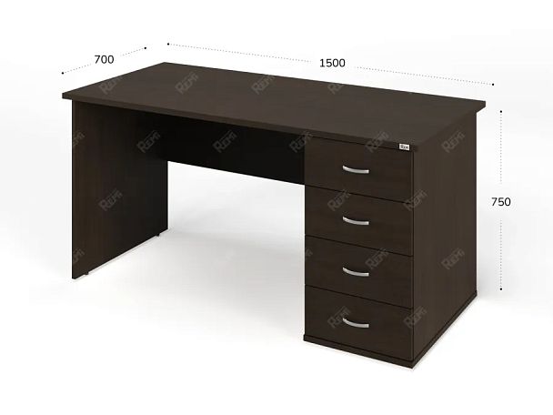 ЛАЙТ / LIGHT RLG008-15x7R Однотумбовый стол 150x70x75 Венге - Вид 3