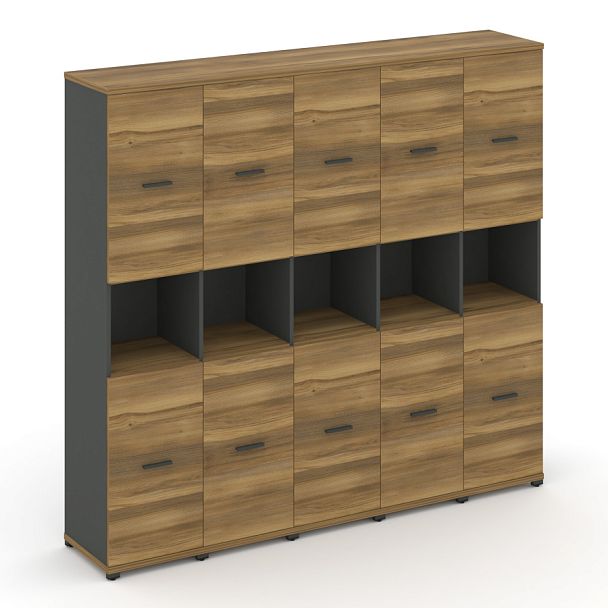 Concept Шкаф 5 узких секций, 5 ниш CN.STU-553 A Сандал Янтарный/Антрацит/Металл Антрацит 2084*420*1922 - Вид 1