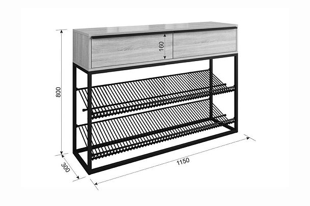 Обувница Крафт 2 LMN-02.2342 черный муар/белый - Вид 7
