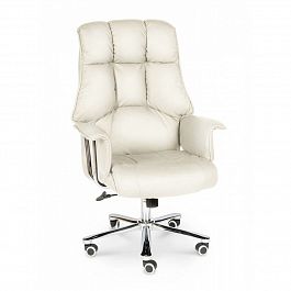 Кресло Президент / сталь + хром / слоновая кость кожа - Фото предпросмотра