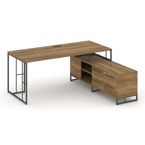 Rift Direct Стол руководителя на опорной тумбой RF.SRT-24 (R) Сандал Янтарный/Металл Антрацит 1580*1600*750 - Вид 1