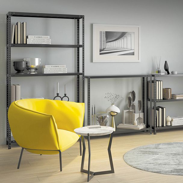 Стеллаж металлический BRABIX "ГРАФИТ MS KD-180/40-5", лофт, 1800х1000х400 мм, 5 полок, 291269, S240BR144593 - Вид 3