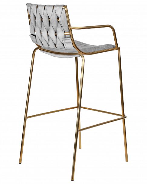Стул барный DOBRIN MILLER GOLD (светло-серый велюр (135-37)) - Вид 4