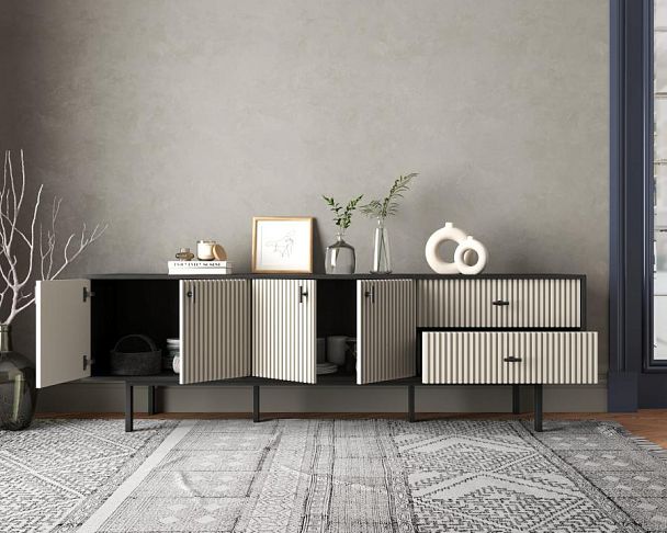 Комод с четырьмя дверками и двумя ящиками Emerson арт EM04/milky/L - Вид 2