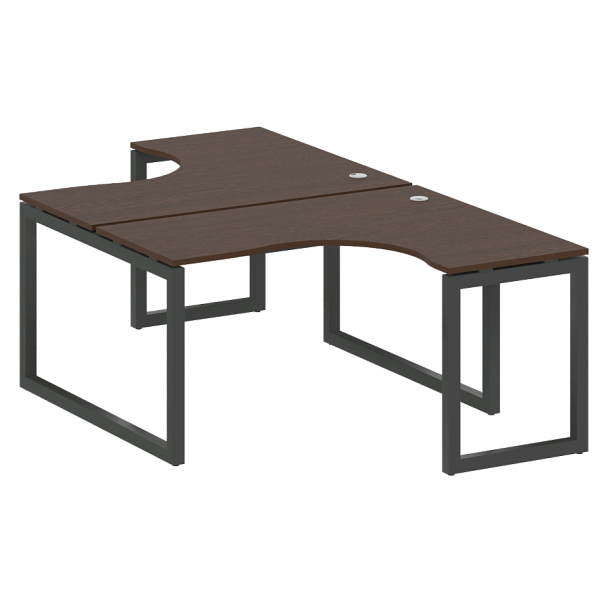 Metal System Quattro Р. ст. криволинейная на О-образном м/к 50БО.РАС-СА-2.3 Венге/Антрацит металл 1400*2435*750 - Вид 1