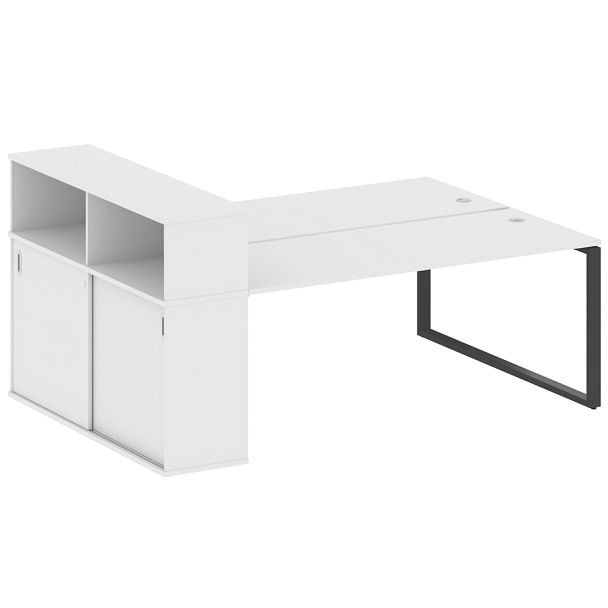 Metal System Р. ст. с шкафом-купе на О-образном м/к БО.РС-СШК-2.5 Т Белый/Антрацит металл 2210*1475*1098 - Вид 1