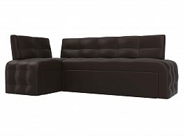 Кухонный угловой диван Люксор левый (полностью экокожа коричневая) - Фото предпросмотра